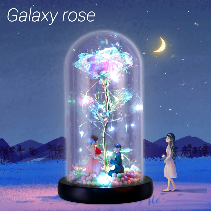 2020 New Wishing Girl Galaxy Rose In Flask LED